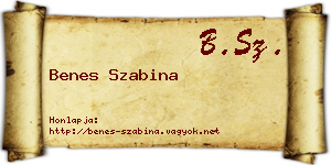 Benes Szabina névjegykártya